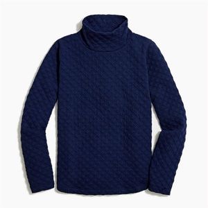 J. Crew Quilted Mockneck Pullover Navy